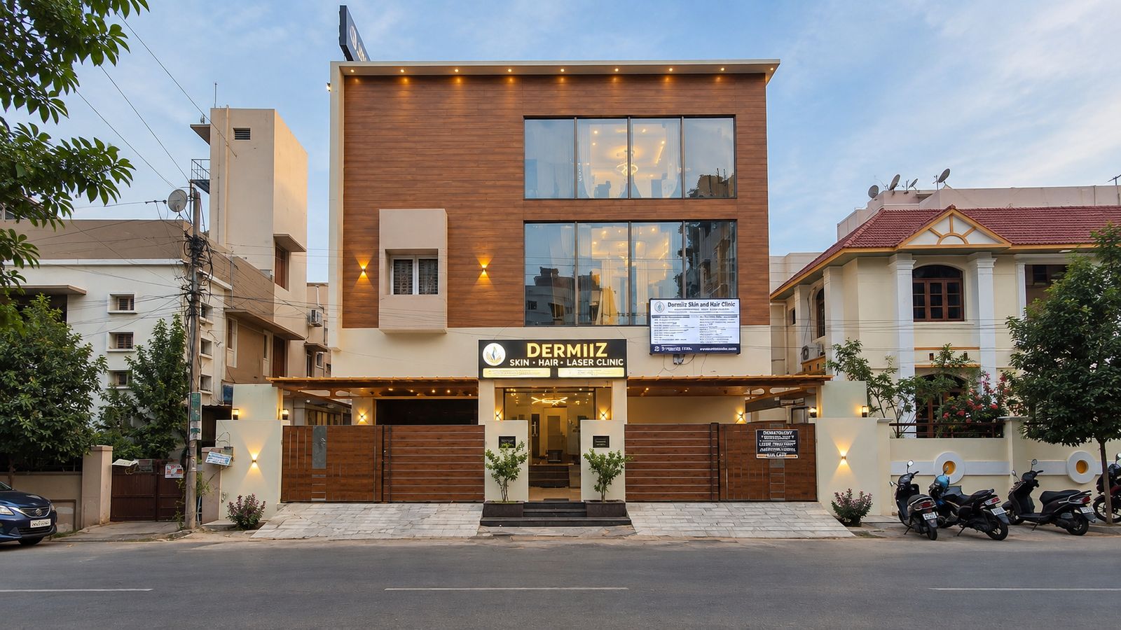 Exterior facade of Dermiiz Skin and Hair Clinic building