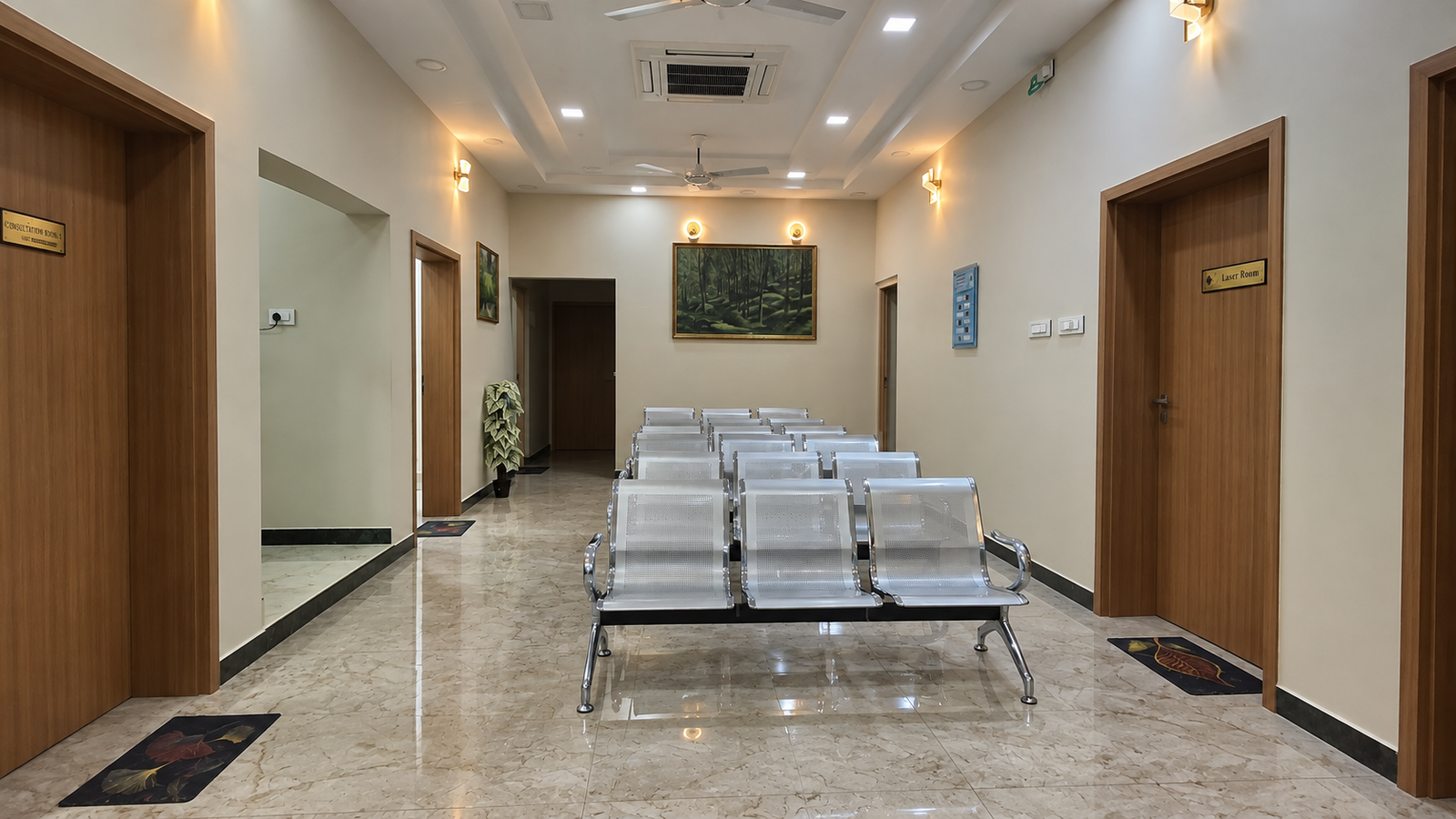 Hygienic and modern interior hallway at Dermiiz Skin Clinic