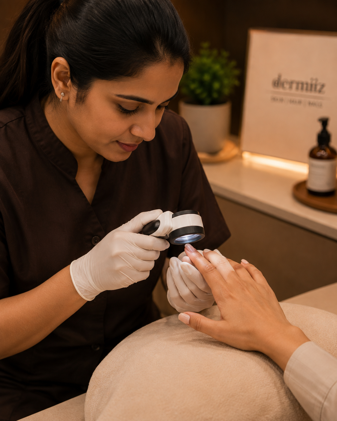 Dermatologist nail inspection